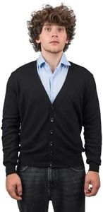 DALLE PIANE CASHMERE - Cardigan Misto Cashmere, Made in Italy - Uomo, Colore: Nero, Taglia: L