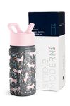 Simple Modern Kids Water Bottle with Straw | Insulated Stainless Steel Reusable Tumbler for School, Girls, Boys | Summit Collection | 14oz | Unicorn Fields