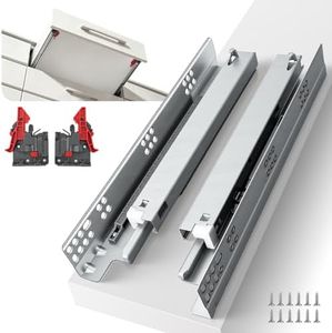 LONTAN 1D Adjustable Undermount Drawer Slides, Soft Close Full Extension Hidden Drawer Glides for Frameless Cabinets, 100lb Capacity (22 Inch, 6 Pair)