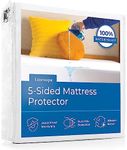 LINENSPA Five Sided Mattress Protector - Guards Top and Sides of Mattress from Liquids, Dust Mites, and Allergens - Fitted Style - Waterproof Cover - King