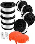 Uchidodo Strimmer Spool for Black and Decker, 8 Pieces Strimmer Line, Length 30 ft, Diameter 0.065“ with 2 Spool Covers and 2 Springs