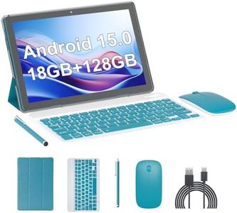 Android 15 Tablet,10 inch Tablets, 18GB RAM+128GB ROM/2TB Expandable, 2 in 1 Tablets with Keyboard Case, 1280x800 IPS Display Screen, 5G Wi-Fi6, Dual Camera, 6000mAh Battery BT5 Widevine L1 (Green)