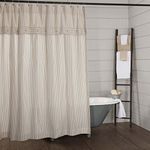 Piper Classics Farmhouse Ticking Stripe Shower Curtain, 72x72, Taupe