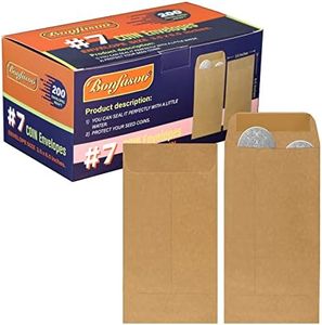 Bonfasvo 200 Pack #7 Kraft coin envelope 3.5 x 6.5 inches Kraft Envelopes Classic Small Parts Envelopes with Self Adhesive Gummed Flap for Coins Cash Credit Cards Seeds