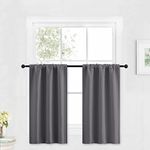 RYB HOME Blackout Curtains for Bathroom - Solid Light Block Blinds Privacy Light Block Drapes for Kitchen Cabinet Kids Nursery Bedroom Laundry Cafe Window Decor, W 29 x L 36, Grey, 1 Pair