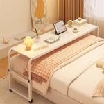 Over The Bed Table with Wheels, Rolling Table for Bed, Adjustable Overbed Table, Desk Over Bed King, Laptop Table, Desk Over Bed for Home Office (Color : White, Size : 120cm)