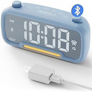 Alarm Clocks Radio with Bluetooth Speaker,Alarm Clocks for Bedrooms with Touch Button,Night Light, Adjustable 5 Levels Dimmer, 16 Levels Volume,12/24H, USB & Type-C 2 Charging Port for Reveil Matin