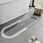 MontVoo Bathroom Mat Bath Mats for Bathroom Non Slip Absorbent Bathroom Rug Fashion Oval Bath Mat Quick Dry Washroom Mat Washable Shower Bathtub Sink Grey 43X127CM