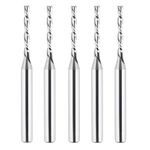 SpeTool 5PCS Carbide 1/8" Cutting Diameter Router Bits 1/4" Shank, Spiral Downcut CNC Router Bit Set Plunge Mortising Slot Cutting Woodworking Tool