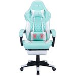 SUKIDA Light Blue Gaming Chair Massage - Gamer Chair Adult Gamers Choice Size Cool Big People, PC Video Game Ergonomic Gamingchair with Footrest, Racing Office Computer Reclining Comfortable Recliner