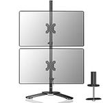 Suptek Dual LED LCD Monitor Stand up Free-Standing Desk Mount for 2 / Two Screens up to 27 inch Extra Tall 31.5 inch Pole Heavy Duty Fully Adjustable Stand Vertical Array (ML6802)