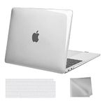 MOSISO Compatible with MacBook Air 13 inch Case M1 2021 2020 2019 2018, Hard Shell Cover Compatible for MacBook Air M1 Case 13.3 inch A2337 A2179 A1932 with Keyboard Cover & Wipe Cloth, Crystal Clear