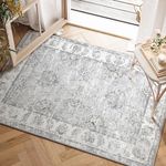 JINCHAN Area Rug 2x3 Rug Kitchen Grey Vintage Rug Floral Print Floor Cover Indoor Thin Rug Foldable Mat Retro Accent Rug Entryway Bathroom Doormat Living Room Bedroom