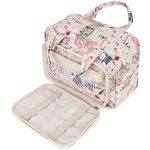 Full Size Toiletry Bag Large Wash Bag Makeup Bag Travel Organizer Cosmetic Bag for Women (Beige Flamingo)