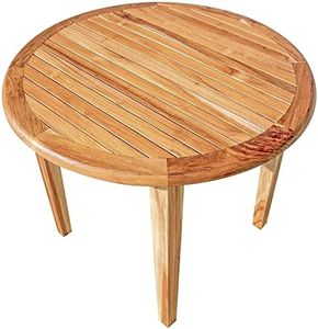 EcoDecors Oasis Round Teak Dining Table Natural Wood Classic Round Dining Table in Earthy Teak Finish for Indoors and Outdoors - 36 inches Wide