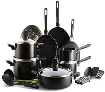 GreenPan Memphis Healthy Ceramic Non-Stick Cookware Pots and Pans Set, 20 Piece, PFAS Free,Induction,Oven Safe, Black