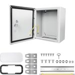 AKSBOX Electrical Box,20 x 16 x 10'' NEMA 4X,Carbon Hinged Junction IP65 Weatherproof Metal Wall-Mounted Electronic Equipment with Mounting Plate，Enclosure Metal Outdoor，Indoor Electrical Junction Box