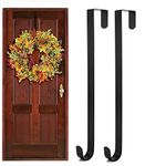 WishDirect Wreath Hanger Over-The-Door Hook for Clothing, Towels, Wreaths, Bags Organization and Parties Decoration - 15” L, Holds Up to 10 Lbs (2 Pack)