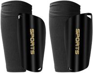 R2Depot Soccer Shin Guards, Shin Pads with Shin Guard Sleeves Set for Youth Adult, EVA Cushion Protection, Breathable Calf Protective Gear (Medium, Black)