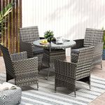 Livsip Outdoor Dining Set 5pcs Rattan Garden Patio Outdoor Furniture Grey