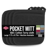 Ritz 4-Pack Terry Pocket Mitt Set - Heat Resistant - Black