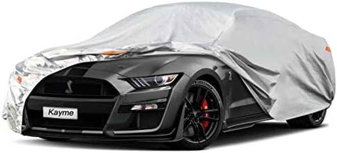 Kayme 6 Layers Car Cover Custom fit for Ford Mustang/Shelby (1964-2024) Waterproof All Weather for Automobiles, Outdoor Full Cover Rain Sun UV Protection.Silver