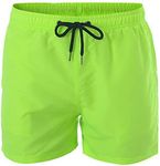 Flygo Men's 7" Lightweight Quick Dry Workout Gym Running Training Shorts with Liner (X-Small, Fluorescent Green)