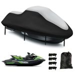 Jet Ski Waverunner Cover,Upgraded 420D Heavy Duty,2 Air Vent Marine Grade UV Resistant,Jet Ski Waverunner Cover for Yamaha,Seadoo,Kawasaki,Waverunner Polaris from 136" to 145"(Silver Black)