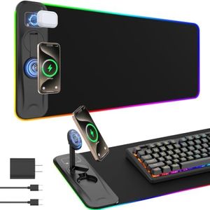TARKARI Gaming Mouse Pad Wireless Charging Magnetic Rotating Phone Stand