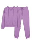 REORIA Women Zip Up Hoodie and Slim Long Pants Warm Cotton Lounge Wear Sets Two Piece Outfit Thick Long Sleeve Tracksuits Full Set Co Ord Sets With Pockets Purple XL