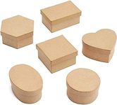 Juvale Mini Paper Mache Boxes with Lids (6 Shapes, Kraft Color, 6 Pack)