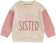 Baby Girl Big Sis Little Sister Sweatshirt Toddler Boy Brother Long Sleeve T Shirts Tops Lil BRO Tees Sibling Matching Outfit (Q-big SISTER-Pink, 18-24 Months)