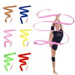 6 Pcs Gymnastics Ribbon Gymnastic Ribbons for Kids Artistic Streamer Dance Ribbons, Baton Twirling Ribbonon Gym Dance Ribbons for Kids Ribbon Wands Baton Twirling Circus Ribbons