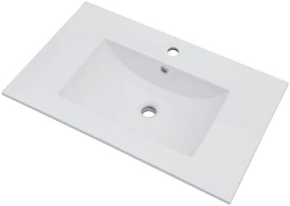 Lordear White Bathroom Sink One Hole Drop In 30 x 18 Inch One Holes Porcelain Ceramic Bathroom Vanity Top Sink Basin