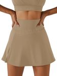 SENBAN High Waisted Tennis Skirts: Womens Golf Skorts Skirts with Shorts - Athletic Running Pleated Mini Skirt Tan M