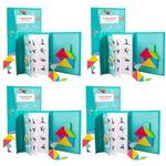 PLUSPOINT Wooden Tangram Travel Game Pack of 4 Magnetic Puzzle Book Game Tangrams Jigsaw Shapes with Solution Traveler Challenge IQ Educational Toy for 3-99 Years