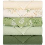 Yukkidds Muslin Cloths for Baby Large 60x60cm Burp Cloths for Newborn 100% Cotton Soft & Breathable Muslin Squares Baby Essentials for Boys Girls 5 Pack Green Leaf