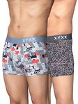 XYXX Men's Modal Printed (Pack of 2) R63_Trunk_01_2_3_Skyline Blue+Map Grey_L