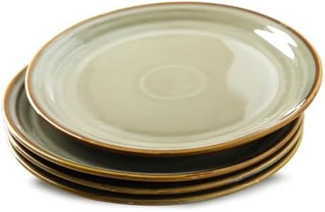 Hasense Porcelain Dinnerware Set of 4, 10 Inch Ceramic Dinner Plates Set of 4 for Kitchen Counter, Large ceramic Dishes Set for Steak, Salad and Dinner, Microwave and Dishwasher Safe, Brown