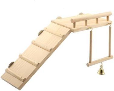 Juguetes para pájaros con periquitos, Accesorios para Jaula de pájaros, Vibury Plataforma de Madera con Escalera de Escalada Jugar Gimnasios Ejercicio Columpio Madera Masticables Juegos