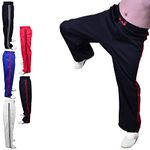 MAR | Black Full Contact Trouser Sweat Pants, Boxing, Muay-Thai, Fitness, Kickboxing & Karate Pants, 8oz Polycotton Fabric with Striped Design, Elasticated Drawstring Waistband Bottoms (4/170)