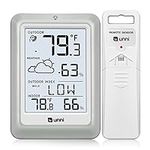 Indoor Outdoor Thermometer Hygrometer Wireless Weather Station, Temperature Humidity Monitor Battery Powered Inside Outside Thermometers with 330ft Range Remote Sensor and Backlight Display