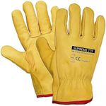 SupremeTTF 5 Pairs Yellow Leather Gloves HGV Drivers Hand Safety Fleece Lined Lorry Driving Work Glove (XL (10))