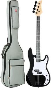 Best Choice Products Full Size Beginner 4-String Electric Bass Guitar, Wooden PB-Style Bass Starter Set w/Padded Carrying Case - Black/White