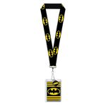 Lanyard Badge Holder with Charm Batman Bat Shield Black Yellow