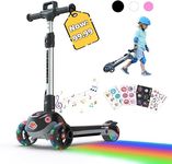 Electric Scooter for Kids Ages 3-12, Kids Scooter with Bluetooth Music Speaker, LED Light-up Wheels, Thumb Accelerator and 3 Adjustable Heights, iScooter iK2 Foldable Kids Scooter, Gift for Boys Girls