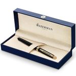 Waterman Hémisphère Fountain Pen | Matte Black with 23k Gold Trim | Medium Nib | Blue Ink | Gift Box