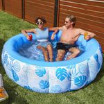 SLOOSH Inflatable Swimming Pool for Adults,5.5ft x 20 Inch/167.6 x 50.8cm Full-Sized Paddling Pool Round Durable Thickened Above Ground Family Garden Pool with Backrest for Summer Water Party,Blue