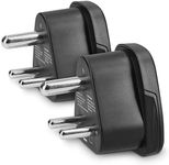 kwmobile 2x Travel Adapter Type D - Universal Travel Adapter to Type D Socket for Holidays in India, Sri Lanka, Nepal, UAE, Nigeria - Black 2-Pack