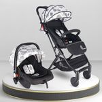 R for Rabbit Pocket Stroller Lite Travel System for Baby Stroller & Pram + Infant Car Seat for Kids, Travel Friendly Compact Fold for 0-3 Years Babies|Quick Fold & Sturdy| (Black Multi)